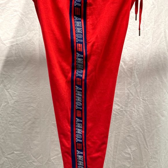 NEW Tommy Hilfiger Red Sport Logo Tape At Side Jogger Pants Large - Picture 3 of 5
